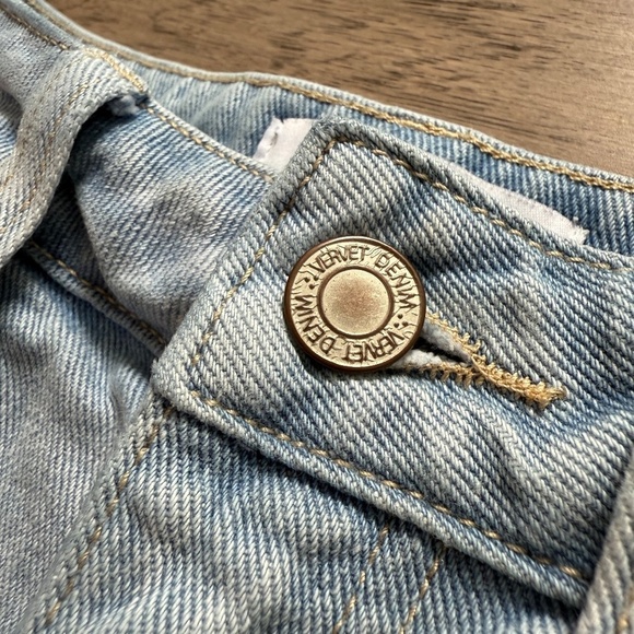 VERVET | Size 25 | Super High Rise Distressed Crop Straight Jeans (Light Blue) - Picture 5 of 9